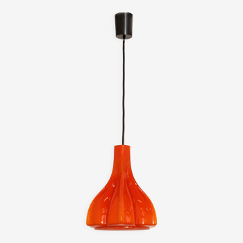 Suspension vintage en verre orange par Peill et Putzler 1960