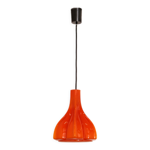 Suspension vintage en verre orange
