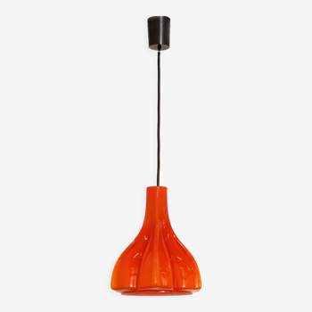 Vintage orange glass pendant lamp by Peill and Putzler 1960
