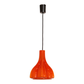 Suspension vintage en verre orange par Peill et Putzler 1960