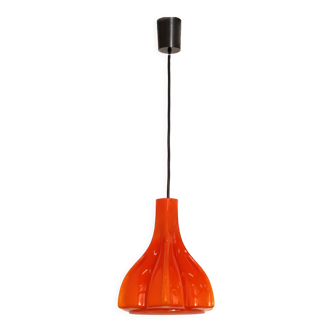 Vintage orange glass pendant lamp by Peill and Putzler 1960