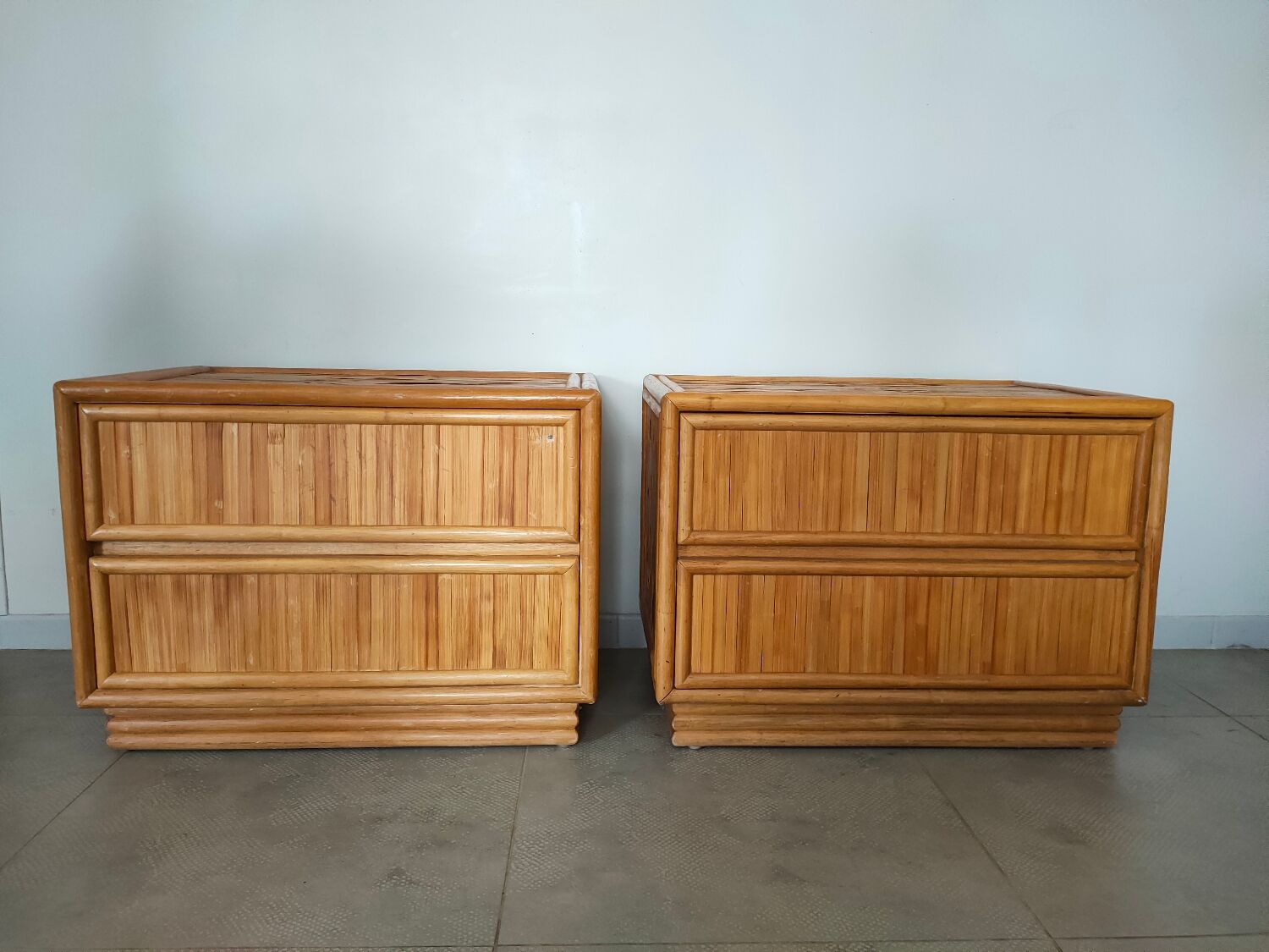 Deux commodes en bambou, circa1970