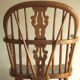 Mid century solid oak lyre-back Windsor elbow armchair, 1960s