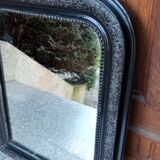 Black arched mirror with period and Napoleon III style patterns - mercury ice