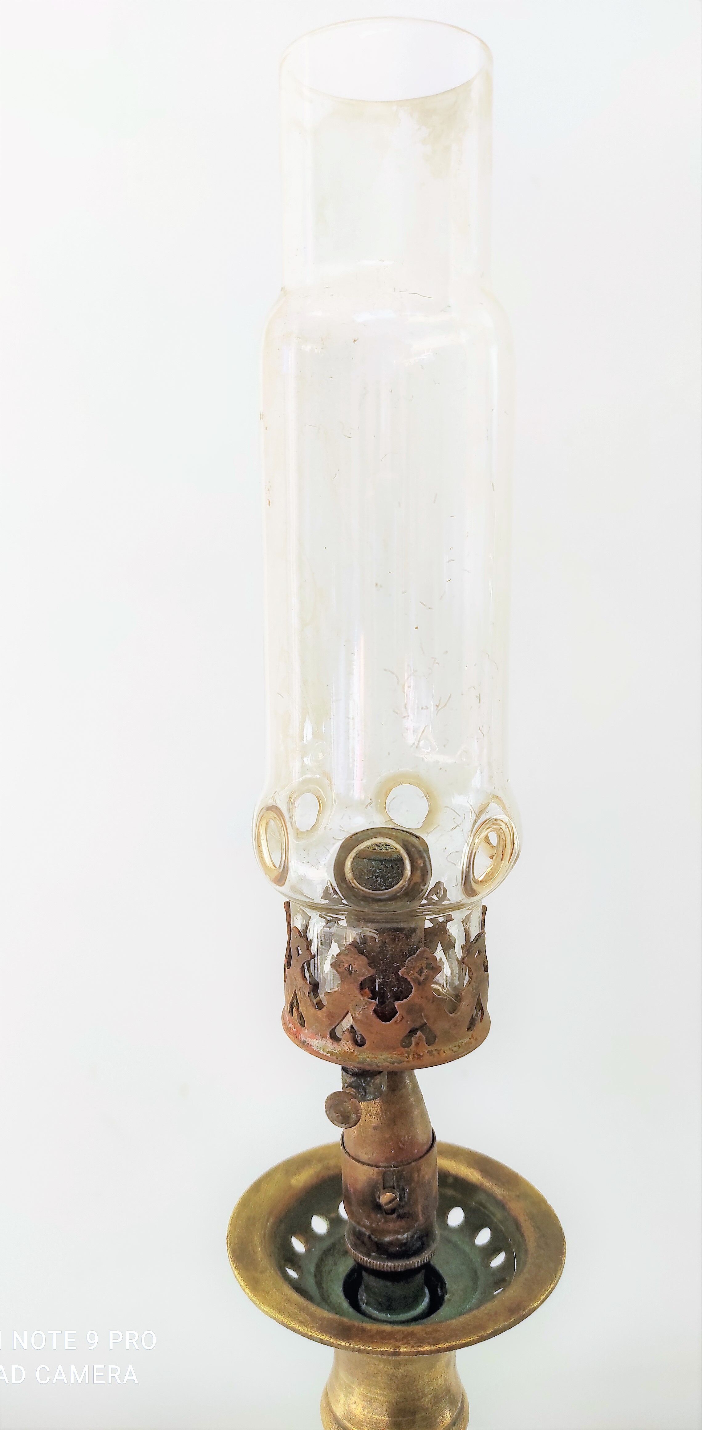 Old brass gas table lamp