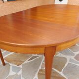 Extendable round table Teak by Tricoire & Vecchione for TV cabinet Paris 1960