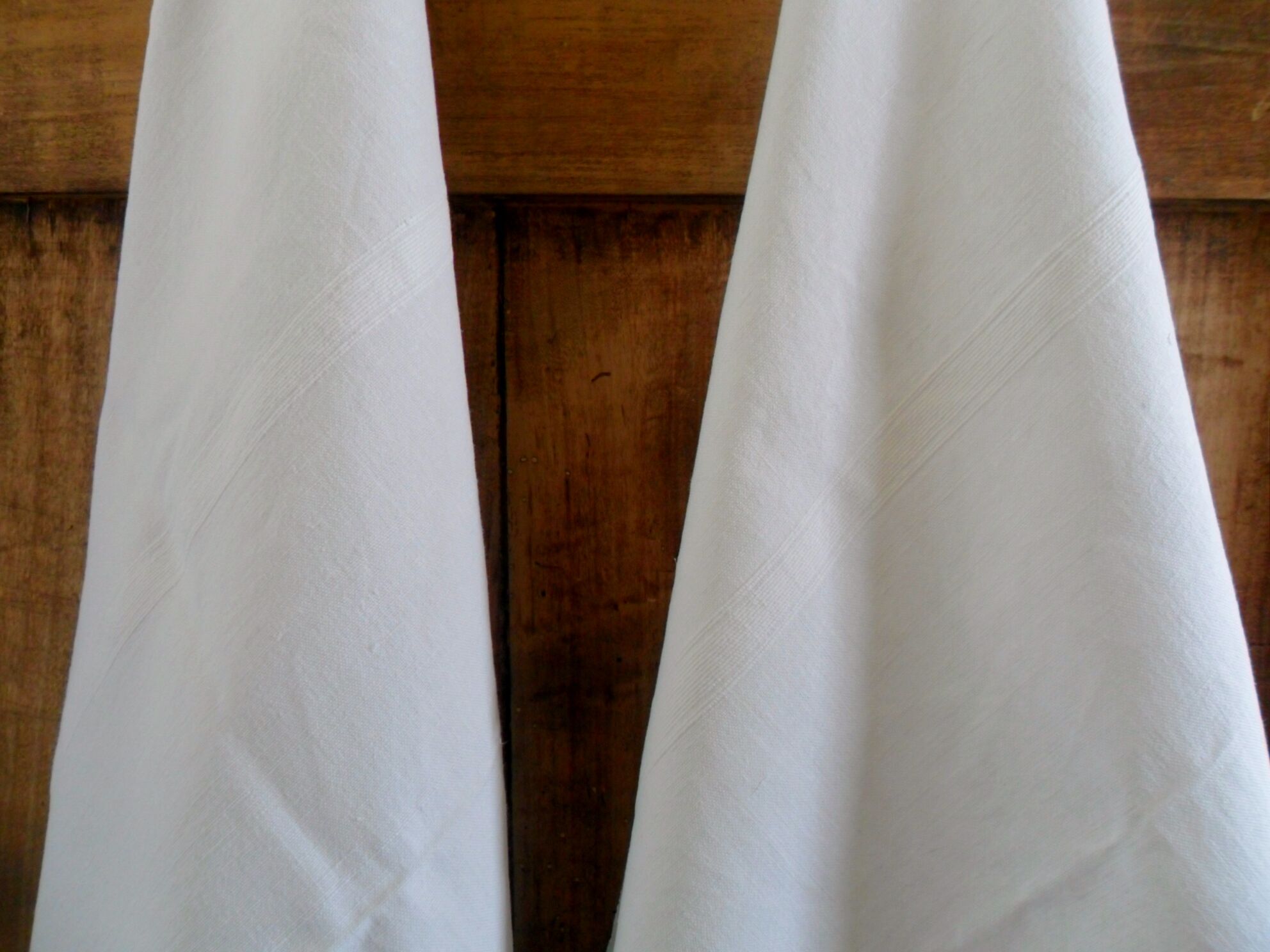 Set of 2 old embroidered towels, red monogram