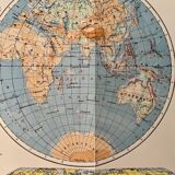 Old physical world map from 1945