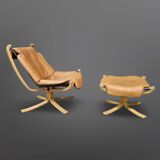 Fauteuil lounge et ottoman Falcon de Sigurd Ressel pour Vatne, Norvège 1970