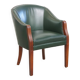 Green Cowhide Leather and Wooden Side / Dining / Desk Chair