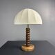 Midcentury brutalist wood turned mushroom table lamp, Charles Dudouyt style
