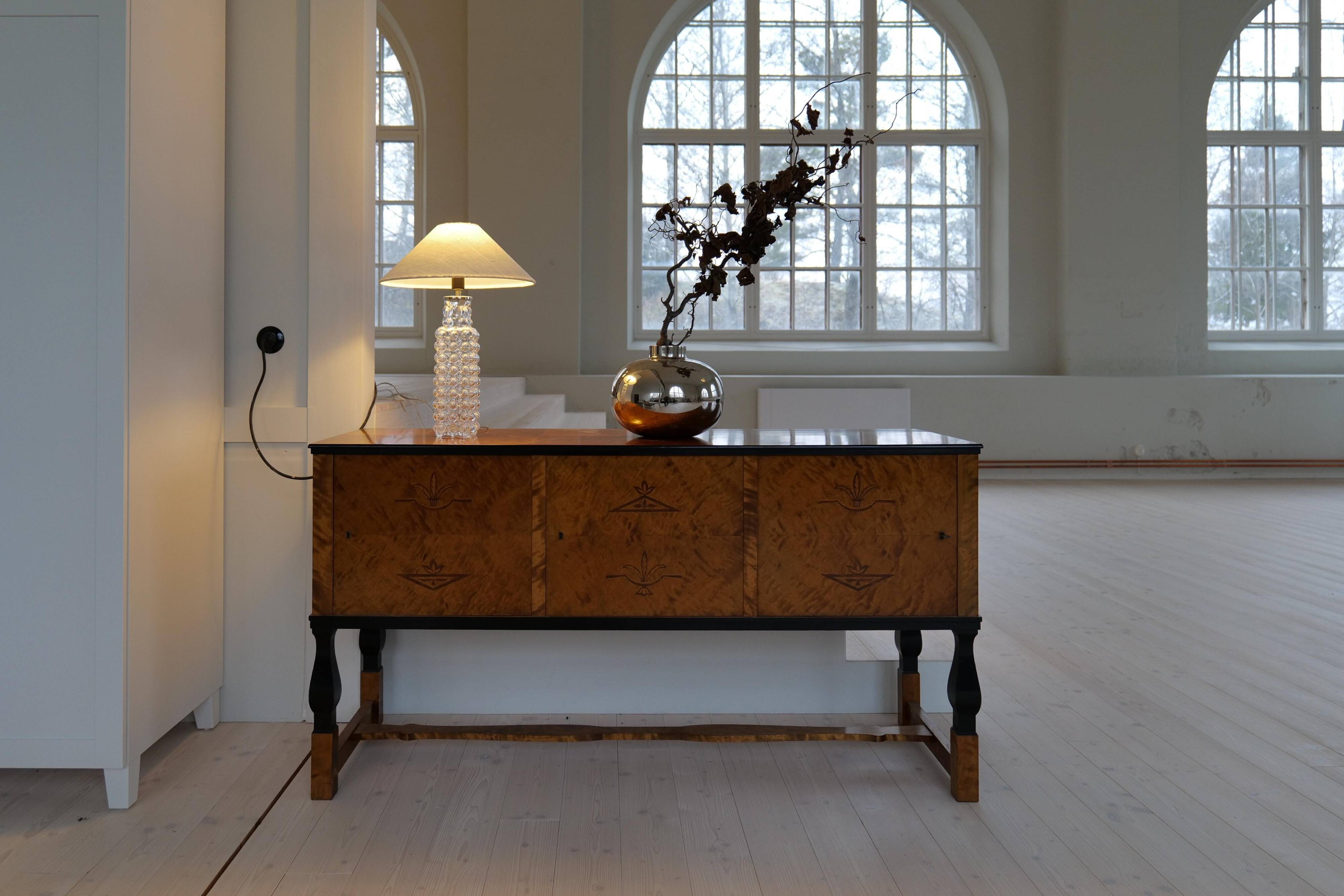 Rare Midcentury Modern crystal bubble table lamp by Orrefors Carl Fagerlund.