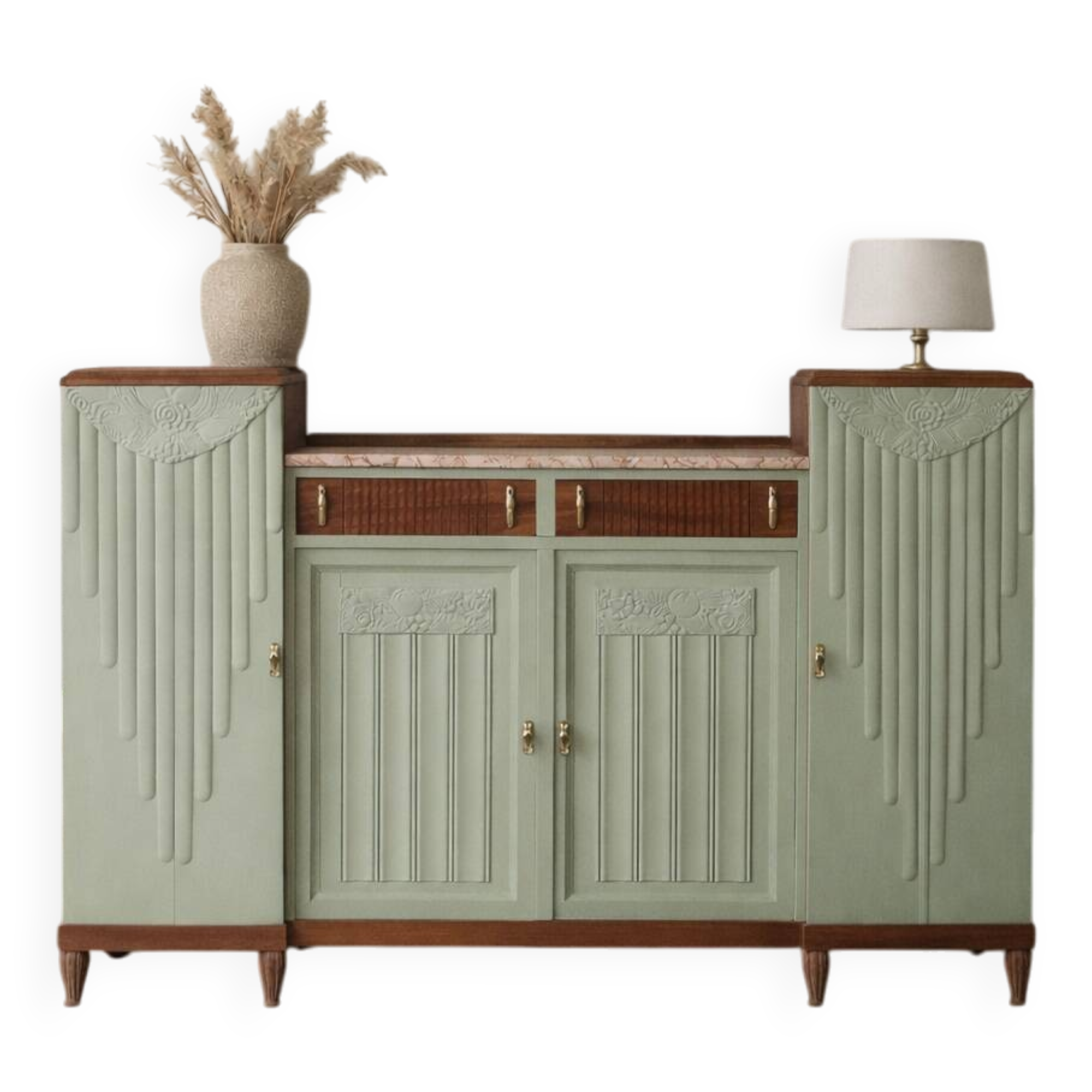 Renovated antique Art Deco sideboard – Lizard Green (Pure & Paint)