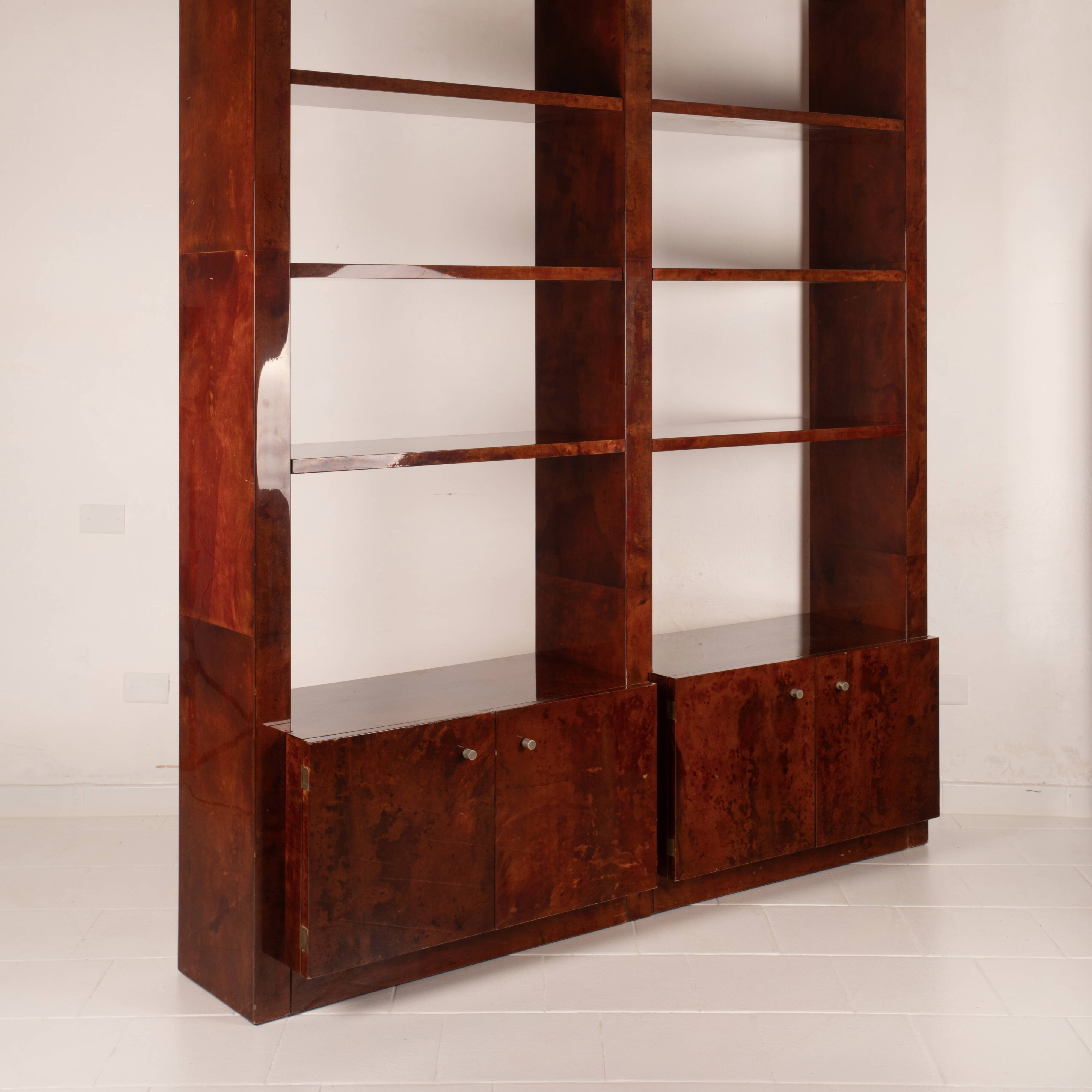 Parchment bookcase by Aldo Tura for Tura Milano 1960