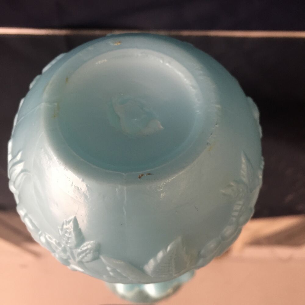 Pale blue floral opaline soliflore vase floral decoration