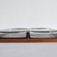 Danish Modern Teak Serving Tray with Glass Bowls by Wiggers, Denmark, 1960s