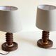 Pair of vintage wooden lamps
