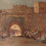Old painting, orientalist landscape, signed marcel canet (1875- 1959)