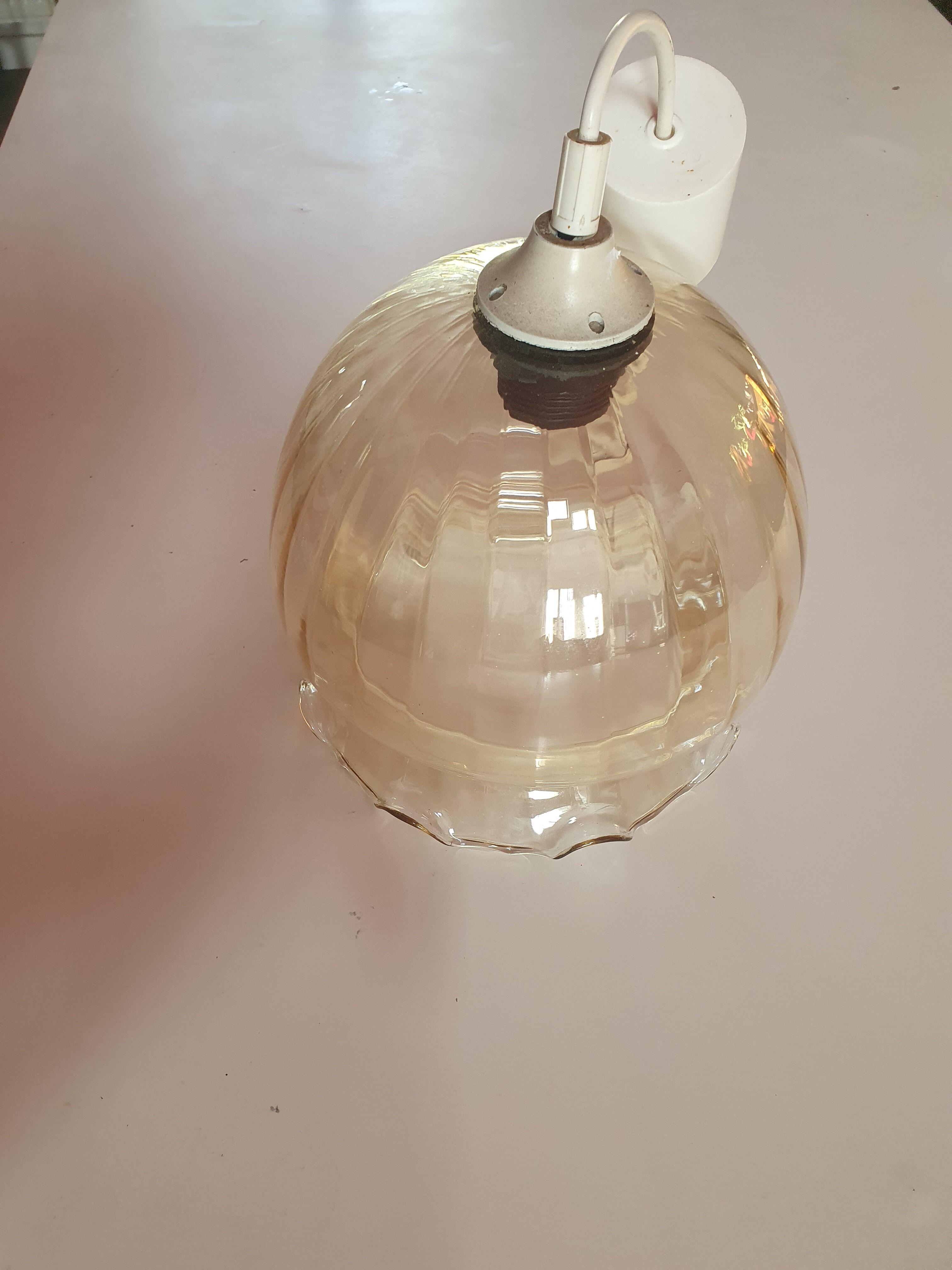 Hanging lamp vintage glass lightly smoked amber