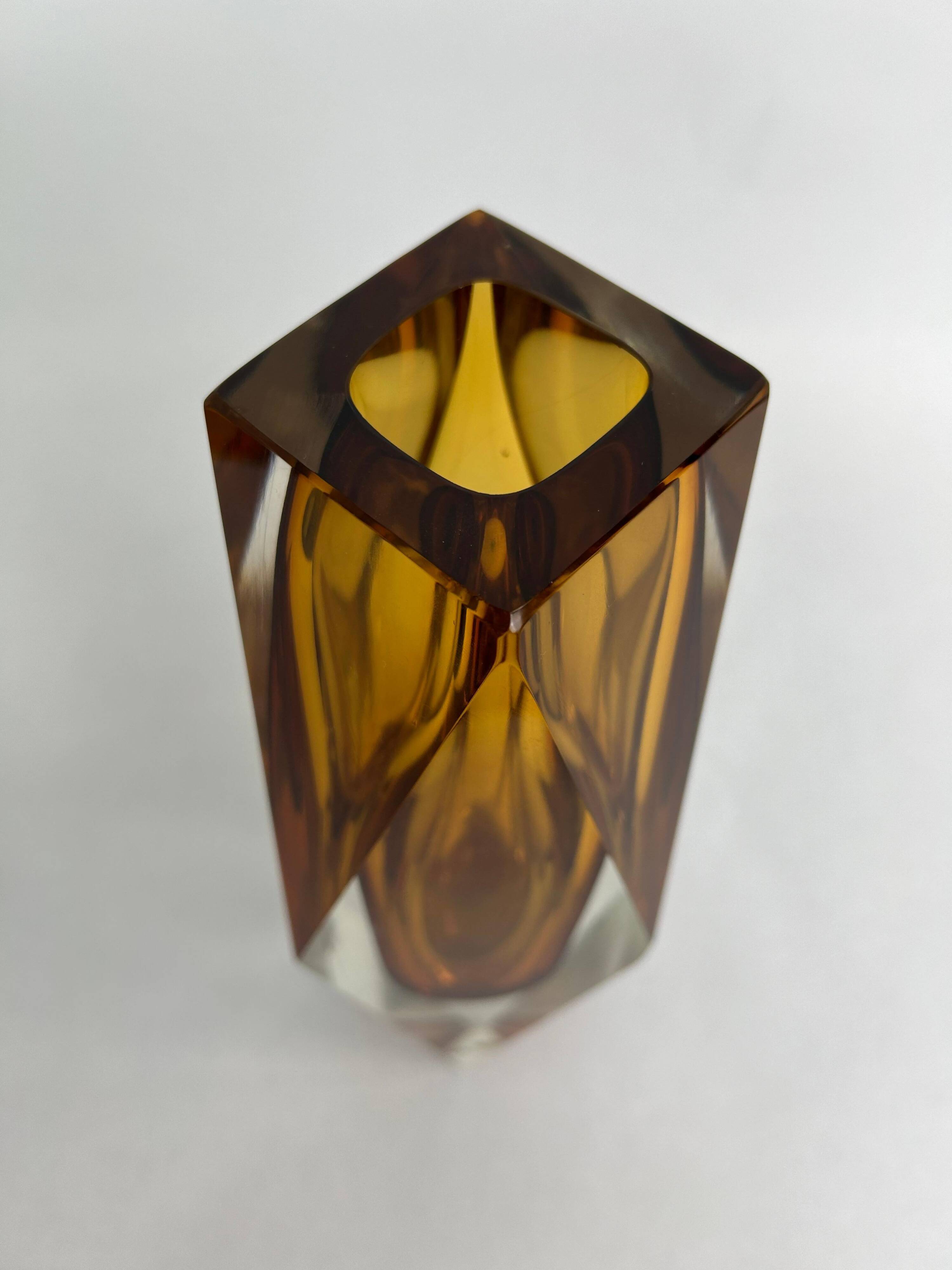 Yellow art glass vase by Flavio Poli for Murano