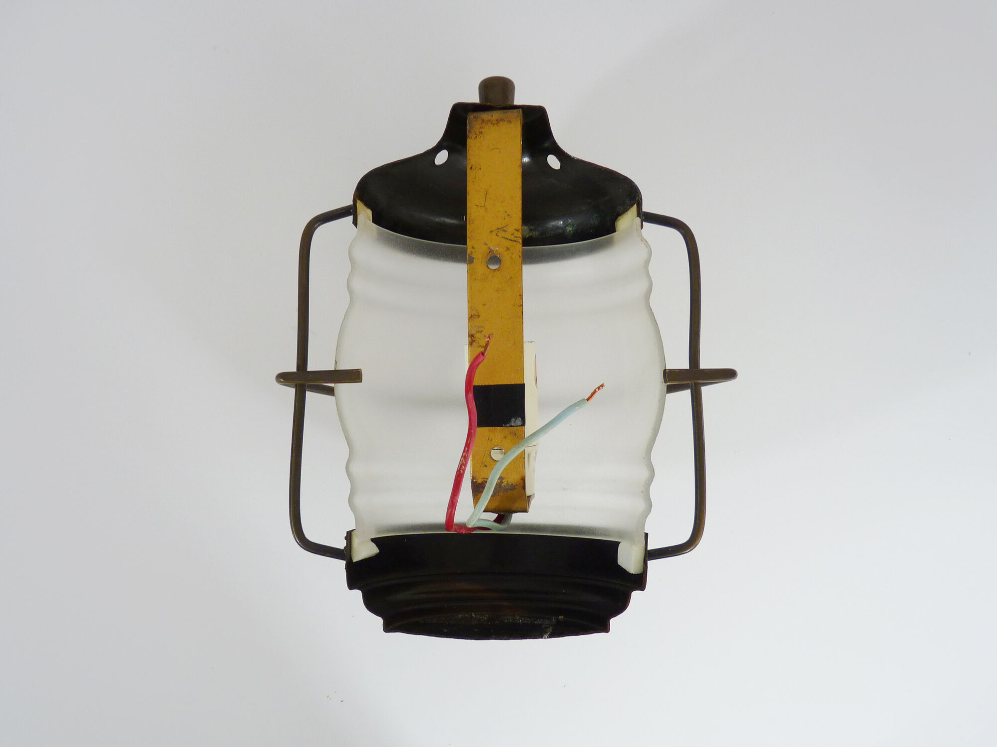 Old wall lamp type porthole in brass and glass. Navy style applique. Year 50