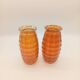 Paire Vases Art Déco Josef Invald Carnival Marigold Orange Irisé Jacobean