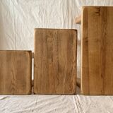 Lot de 3 tables gigognes brutalistes en chêne massif