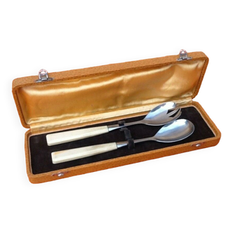 1930s salad cutlery box wood handle