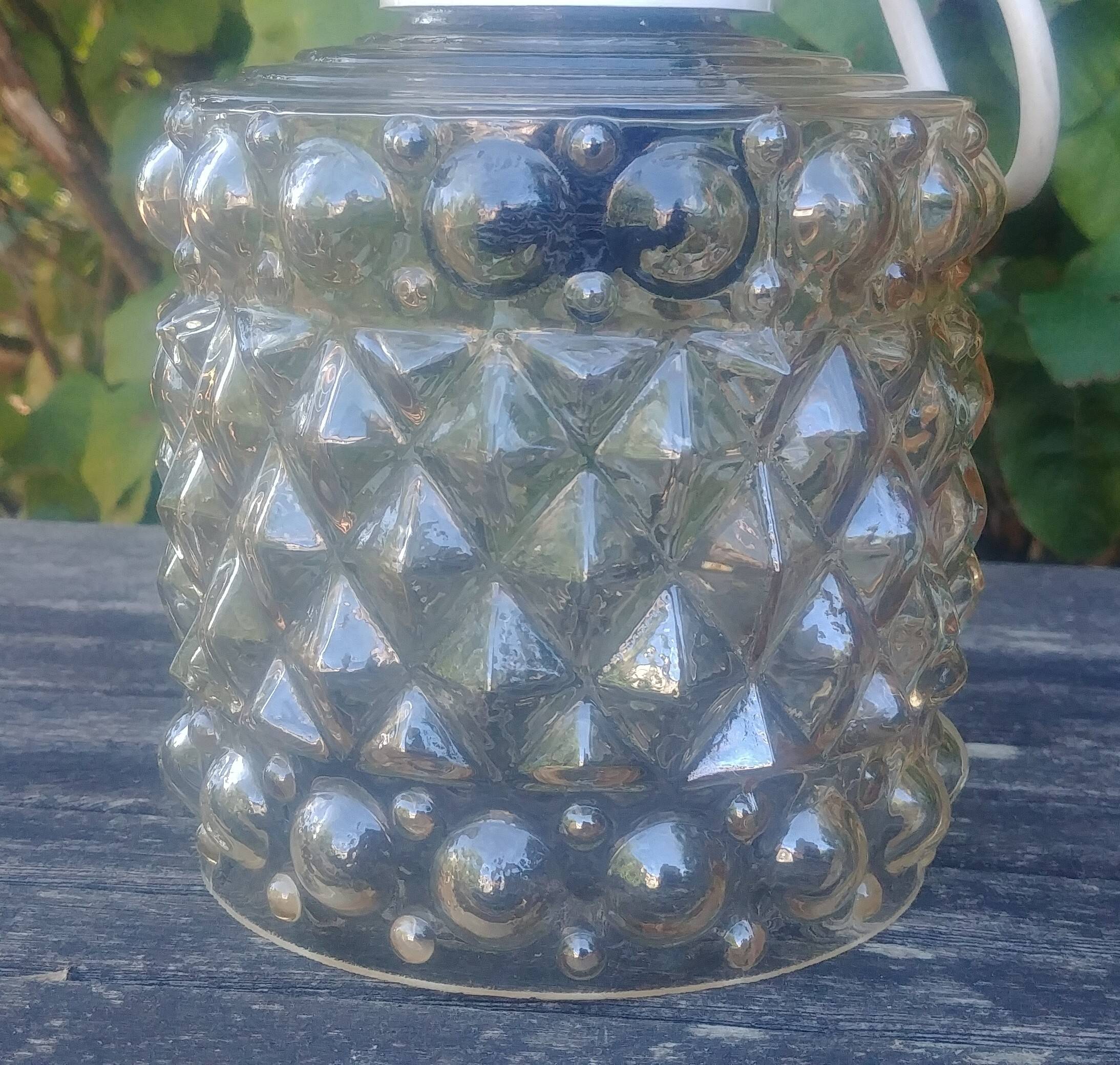 A 70s-vintage amber molded glass "bubble" pendant/lamp