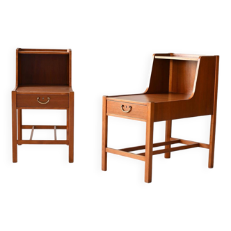 Tables de chevet scandinaves des années 60 à double plateau