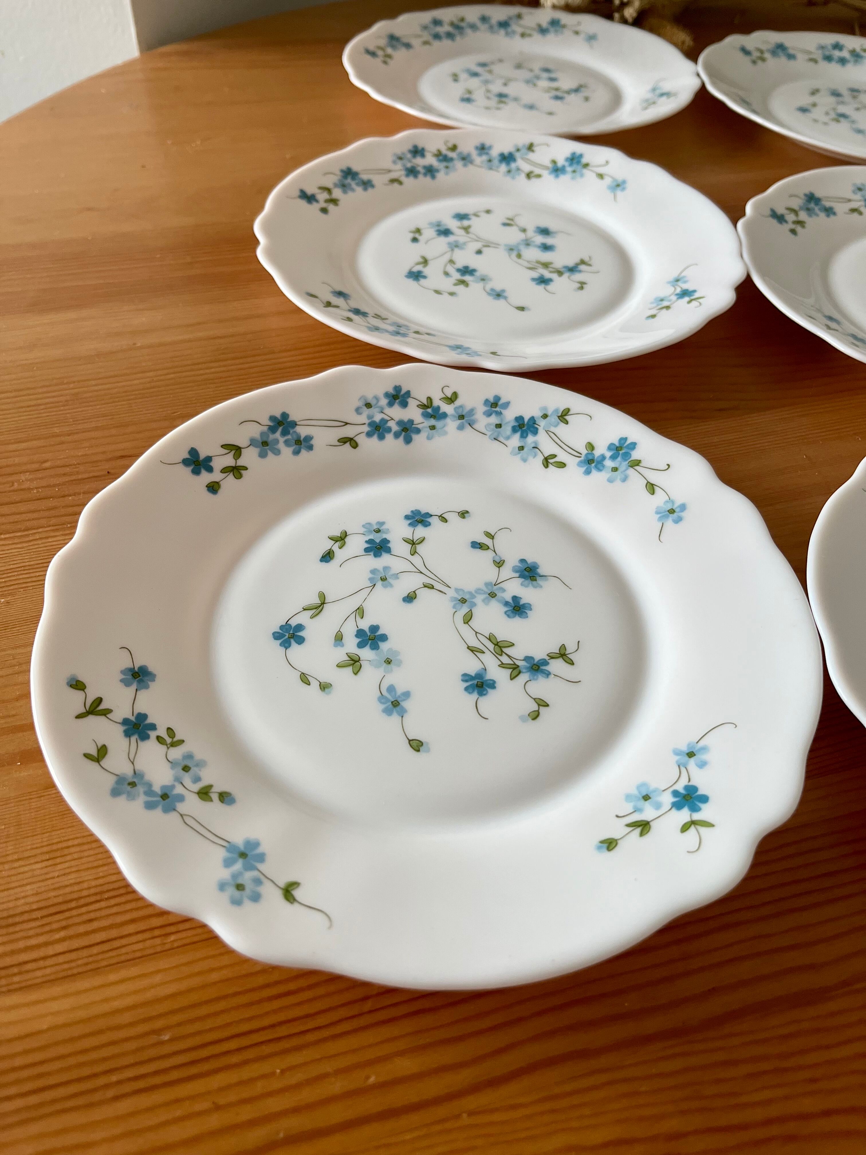 Vintage forget-not dessert plates