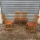 Set of 4 vintage beech chairs with teak seat