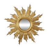 Large Wooden Sun Mirror Sunburst Deknudt Gold Leaf 70cm