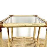 Rattan and glass side table