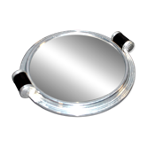 Plateau miroir art déco en métal chromé et bois 1930