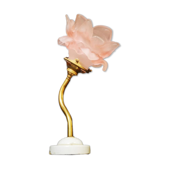 Wall lamp old tulip glass paste pink porcelain / brass art deco art deco 1920 n°2