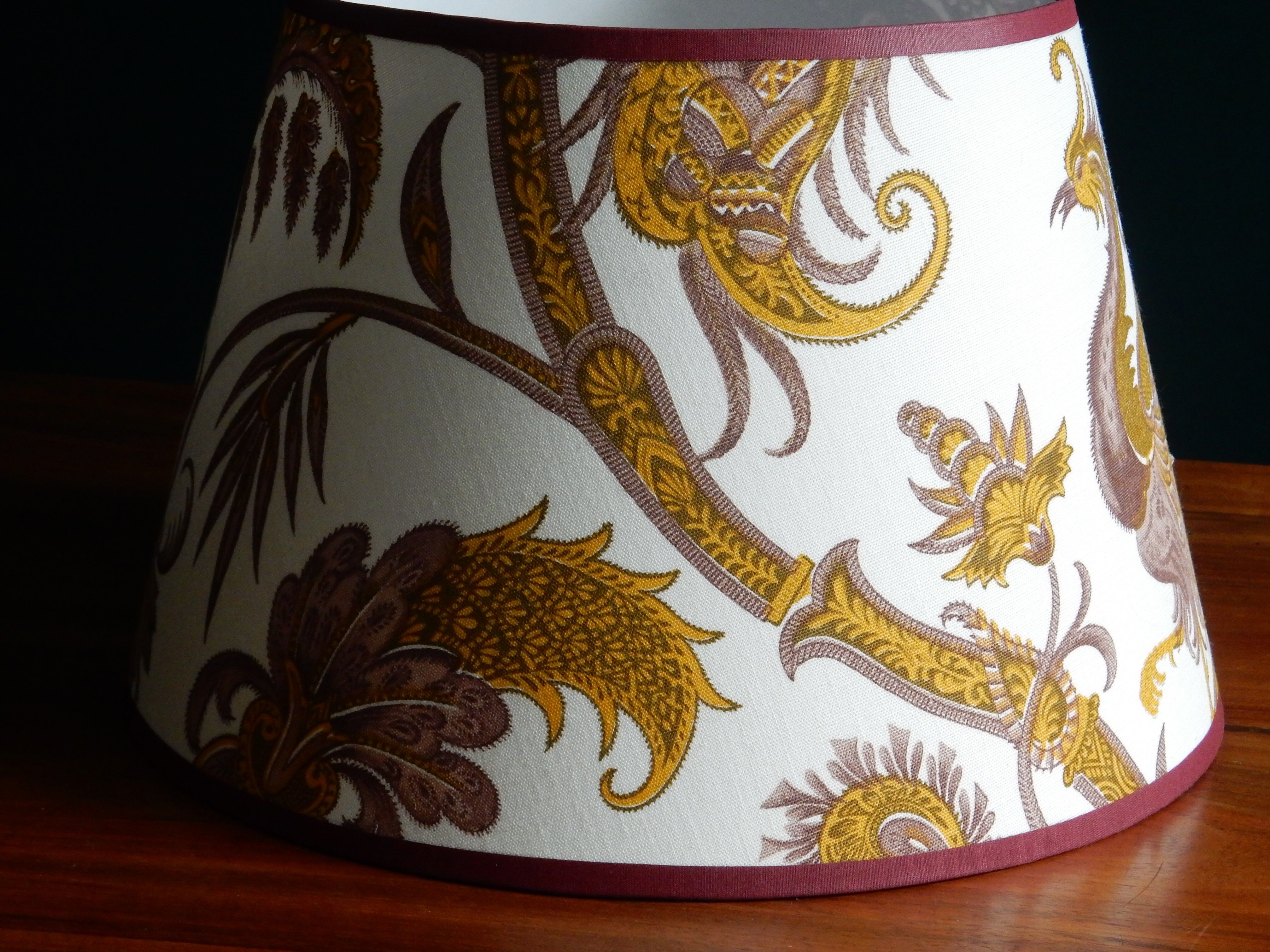 Conical lampshade vintage fabric Boussac Romanex
