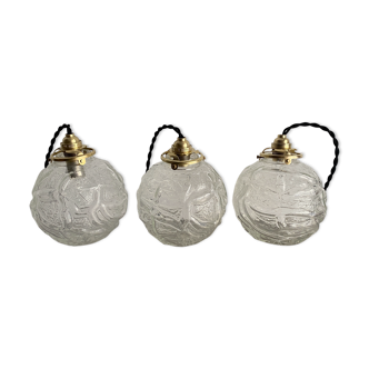Lot 3 vintage glass hanging lamps