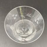 Glass and carafe set with chiseled flower motif
