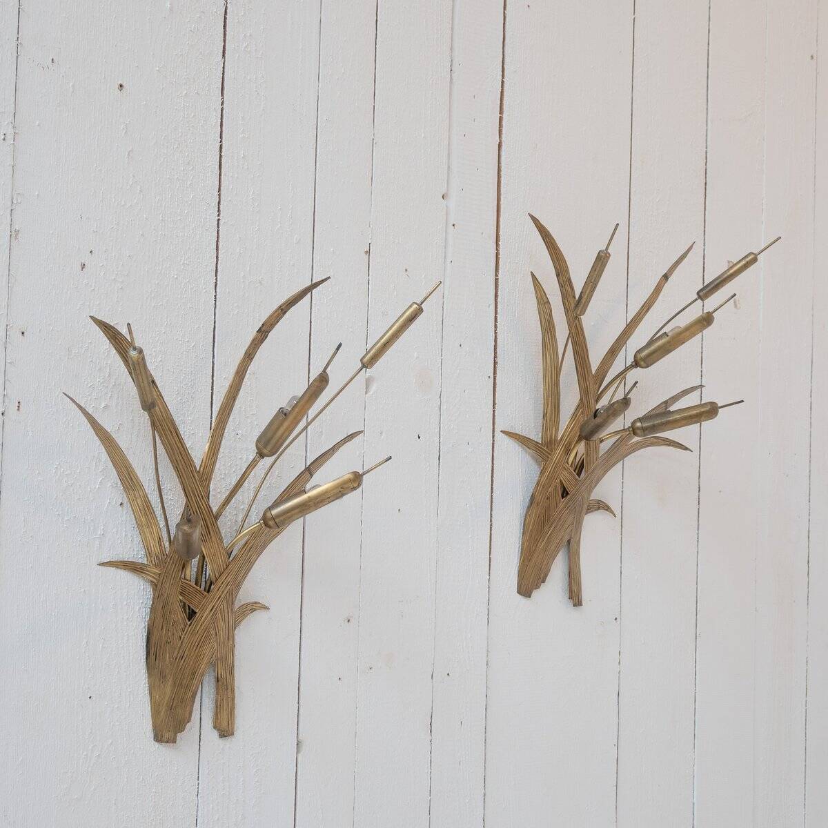 Vintage Brass Wall Lights, 1970s, Set of 2