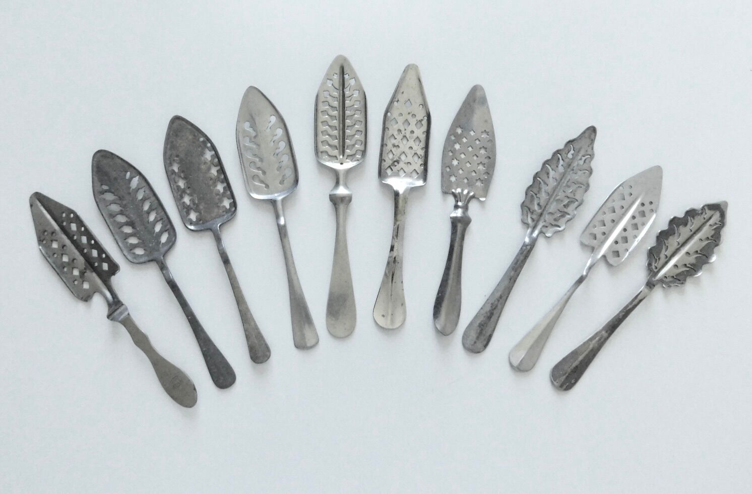 10 Vintage French Absinthe Spoons all Different