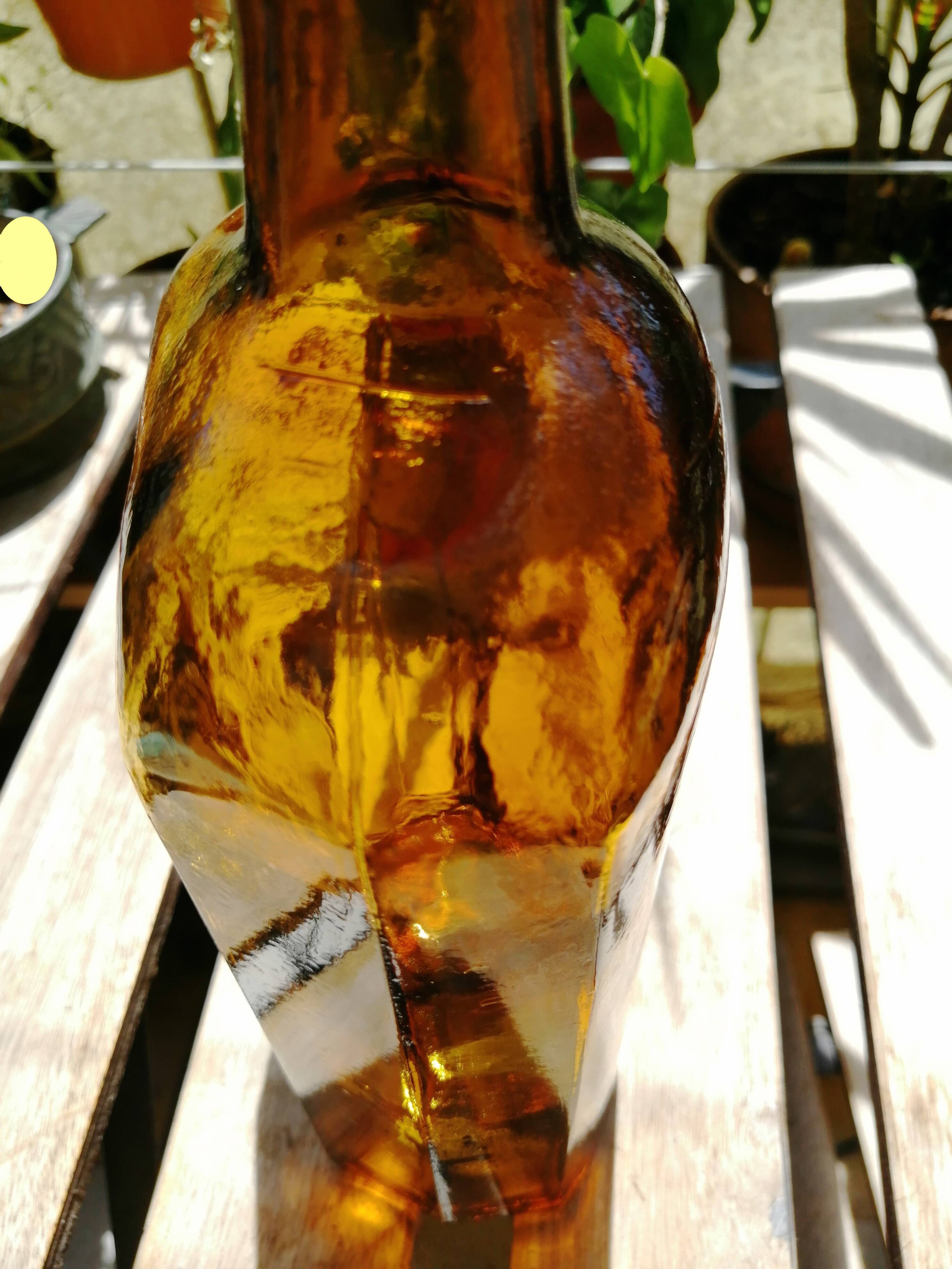 Vintage 6 sided amber bottle