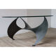 Table basse vintage "Hélice" en acier et verre, 1970