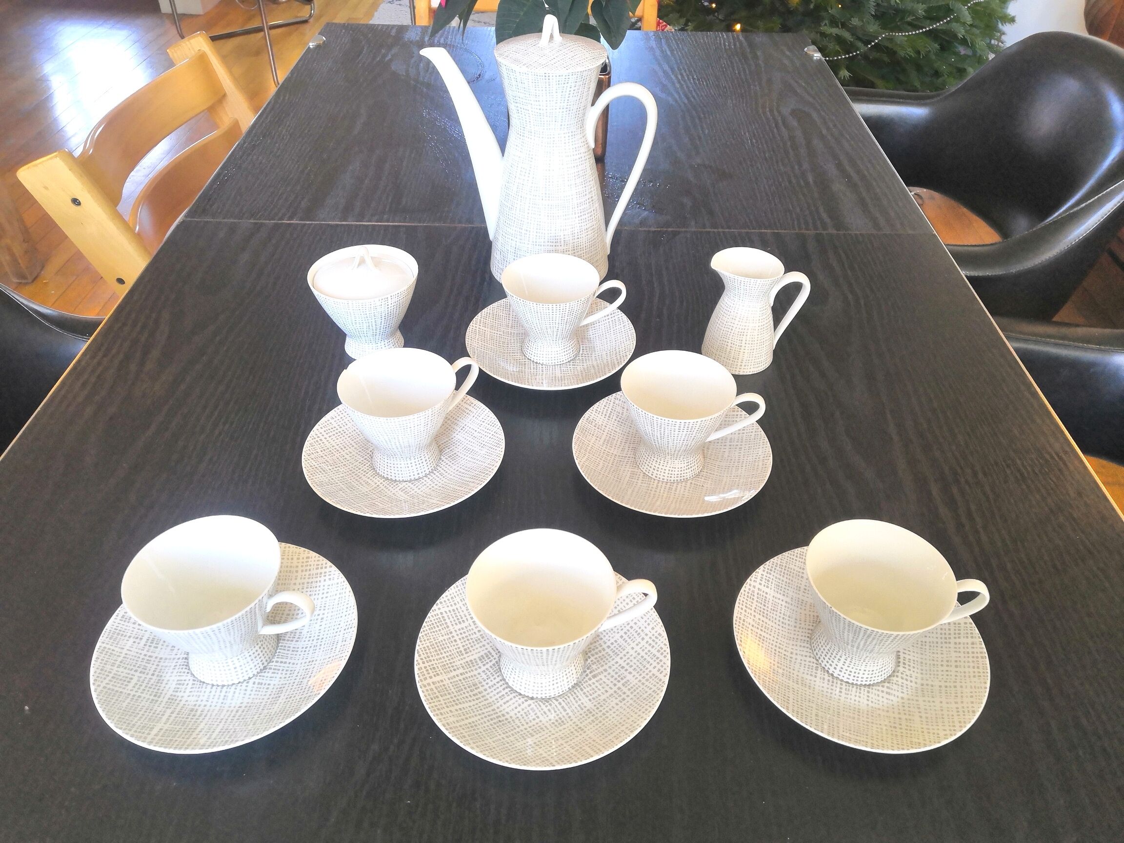 Rosenthal coffee set 2000, silk décor by Raymond Loewy and Latham design 50s