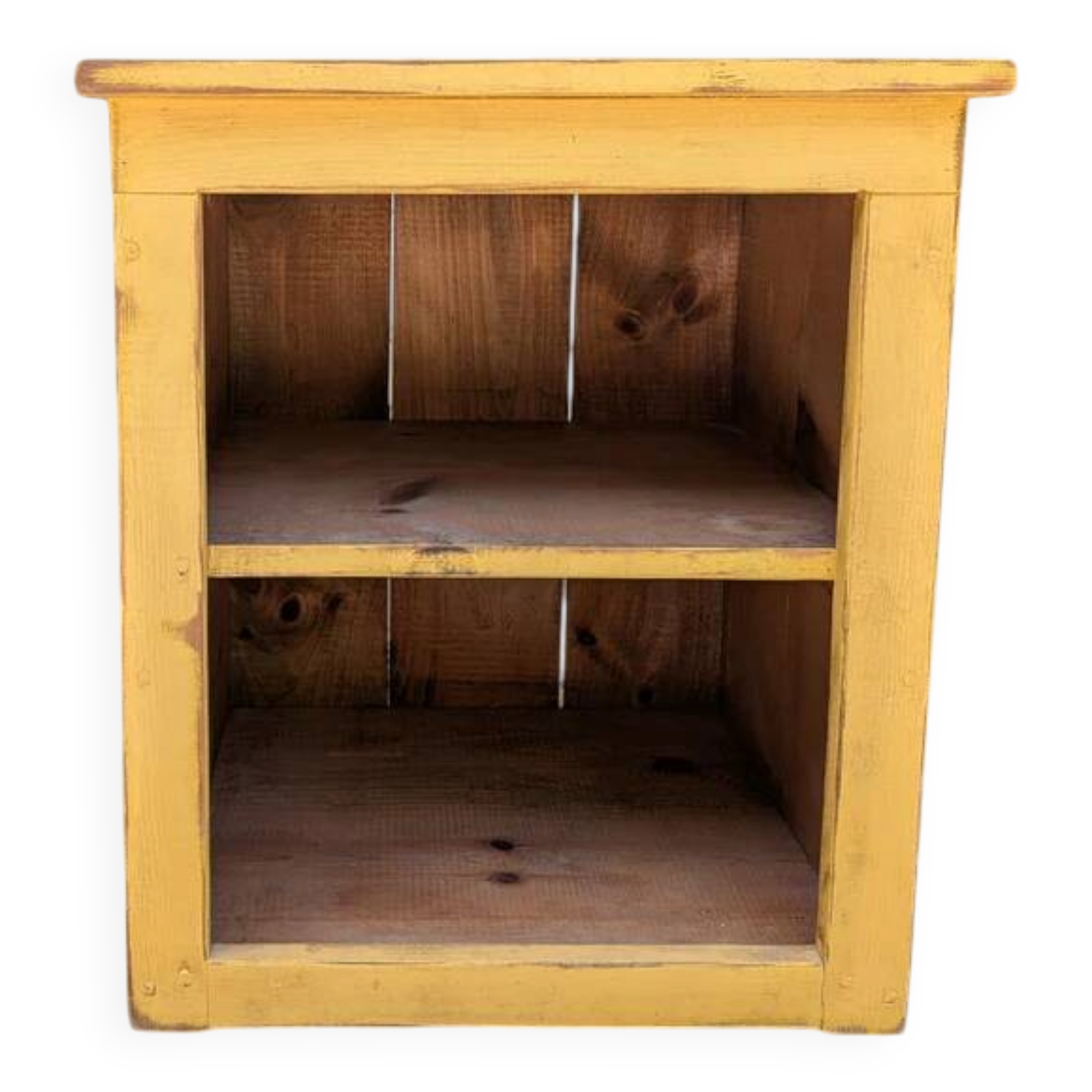 Low storage unit in saffron yellow wood – Canadian handcrafted.