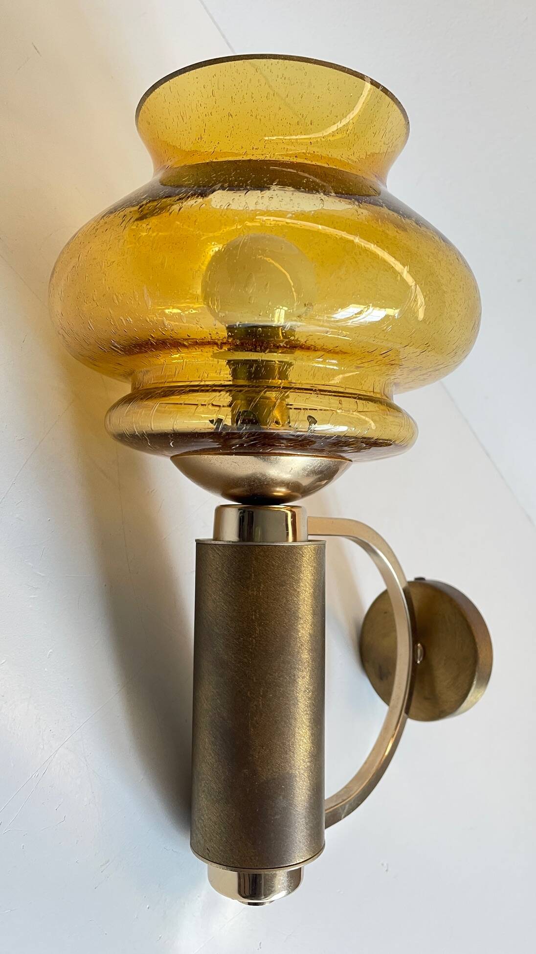 Vintage bubble glass brass applique