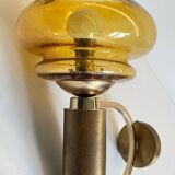 Vintage bubble glass brass applique