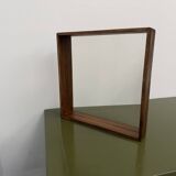Square modernist wooden mirror — Scandinavian style, 1970s