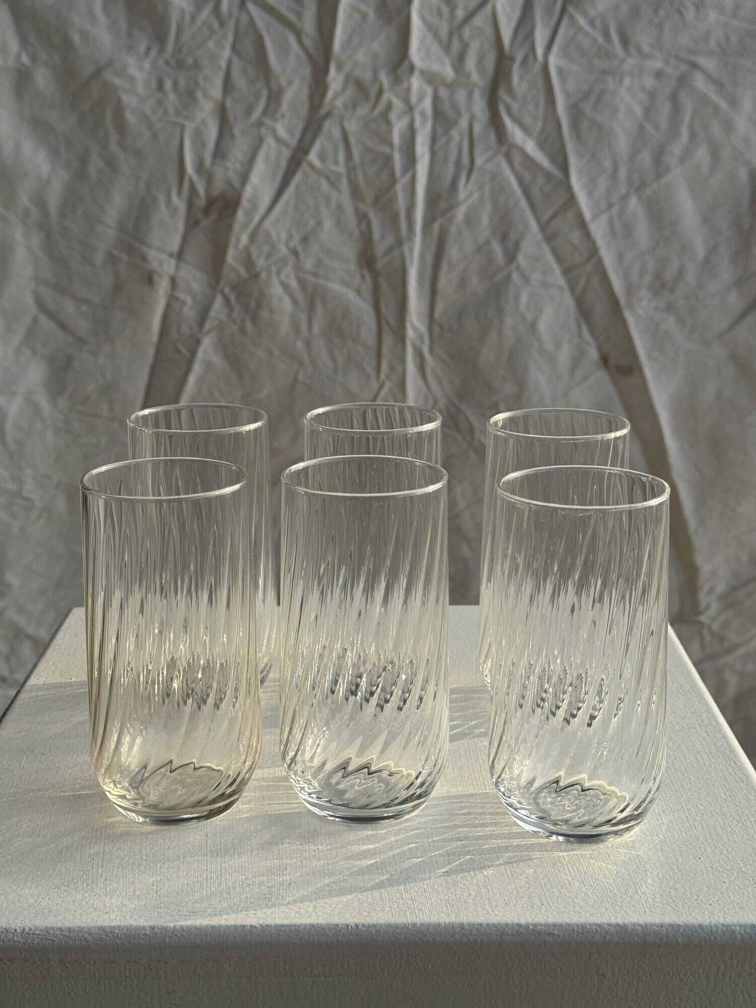 Set of 6 orangeade glasses in ribbed glass
