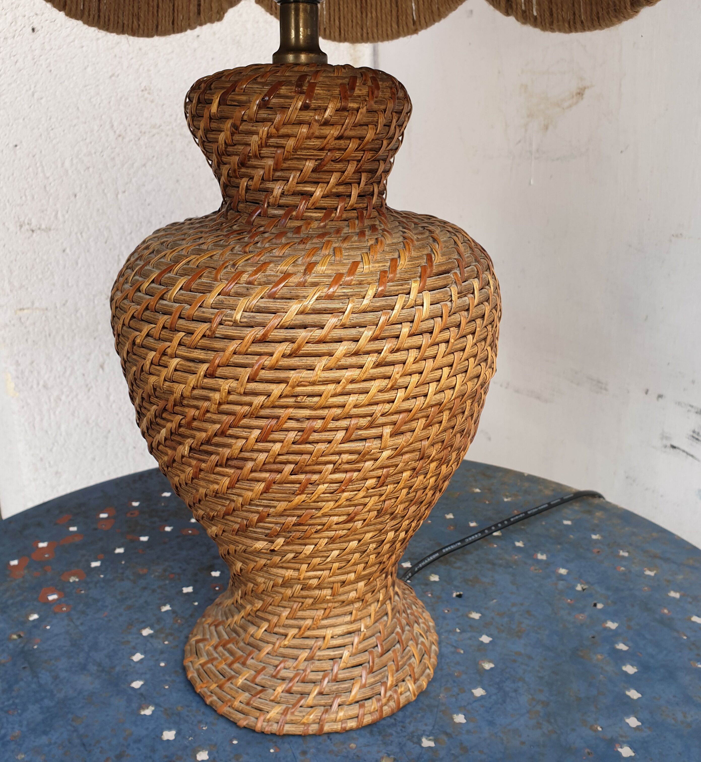 Vintage woven rattan lamp